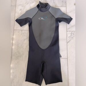 O’Neill, size 16, Hammer 2mm shortie spring suit wetsuit black gray blue EUC